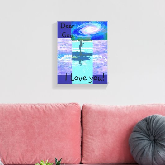 Stretched Canvas Print Lieber Gott, ich Liebe Sie! Leinwanddruck (Insitu (Wohnzimmer))