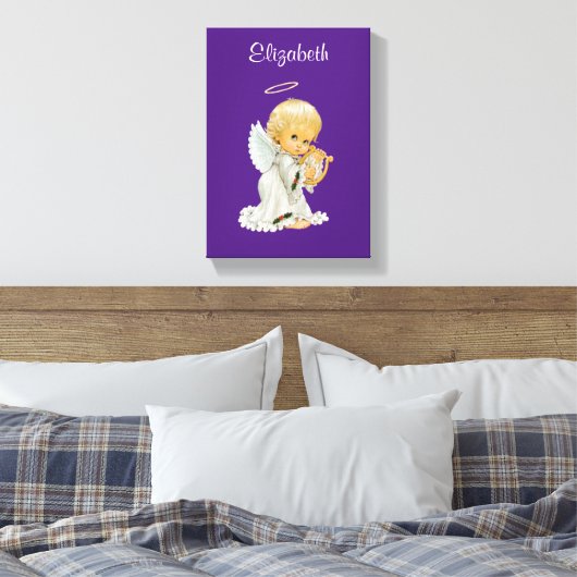 Stretched Canvas Print Lila Angel Leinwanddruck (Insitu (Schlafzimmer))