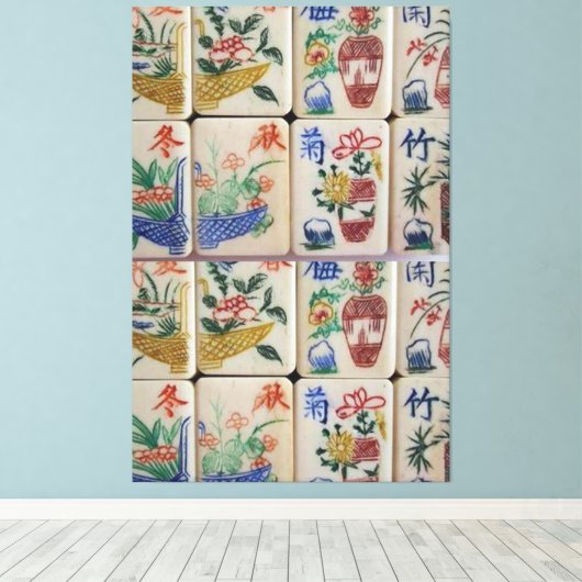 Stretched Canvas Print Mahjong Leinwanddruck (Insitu (Holzboden))