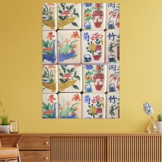Stretched Canvas Print Mahjong Leinwanddruck (Insitu (Wohnzimmer))