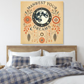 Stretched Canvas Print - Manifest Your Dreams Leinwanddruck (Insitu (Schlafzimmer))