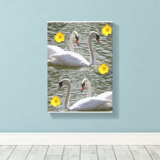 Stretched Canvas Print Mother's Day Swan Leinwanddruck (Insitu (Holzboden))