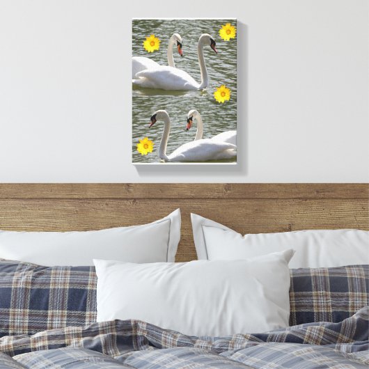 Stretched Canvas Print Mother's Day Swan Leinwanddruck (Insitu (Schlafzimmer))