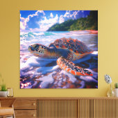 Stretched Canvas Print of Ocean Turtle Leinwanddruck (Insitu (Wohnzimmer))
