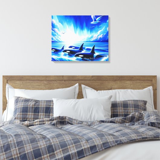 Stretched Canvas Print Orca Leinwanddruck (Insitu (Schlafzimmer))