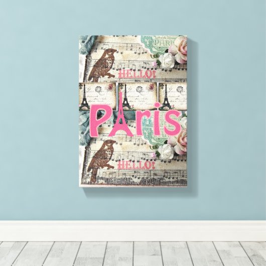 Stretched Canvas Print Paris Leinwanddruck (Insitu (Holzboden))