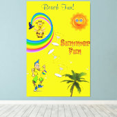 Stretched Canvas Print Rainbow Beach Fun Palm Tree Leinwanddruck (Insitu (Holzboden))