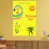 Stretched Canvas Print Rainbow Beach Fun Palm Tree Leinwanddruck (Insitu (Wohnzimmer))