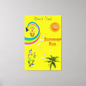 Stretched Canvas Print Rainbow Beach Fun Palm Tree Leinwanddruck (Vorderseite)