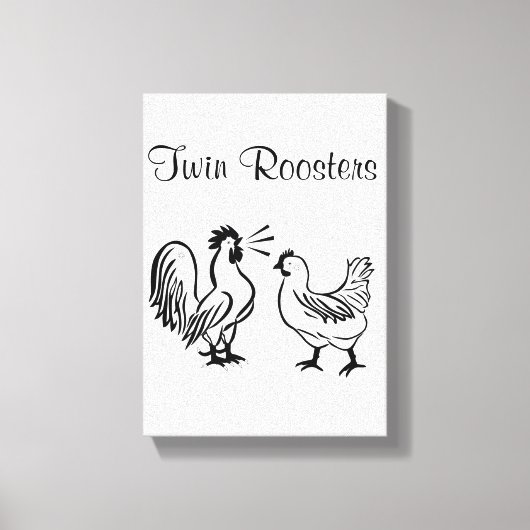 Stretched Canvas Print Roosters White Leinwanddruck (Vorderseite)