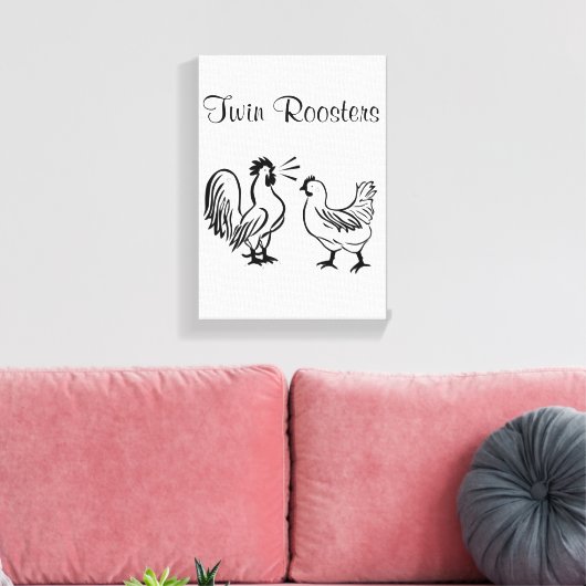 Stretched Canvas Print Roosters White Leinwanddruck (Insitu (Wohnzimmer))