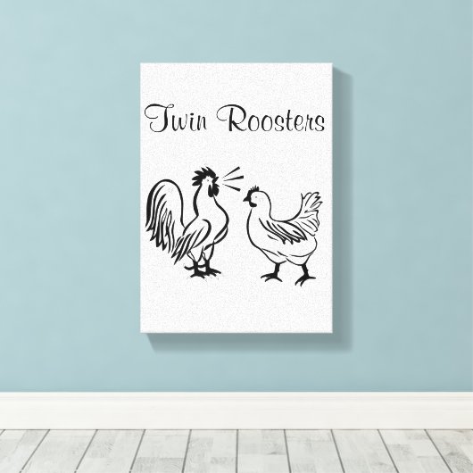 Stretched Canvas Print Roosters White Leinwanddruck (Insitu (Holzboden))
