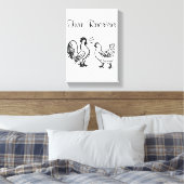 Stretched Canvas Print Roosters White Leinwanddruck (Insitu (Schlafzimmer))