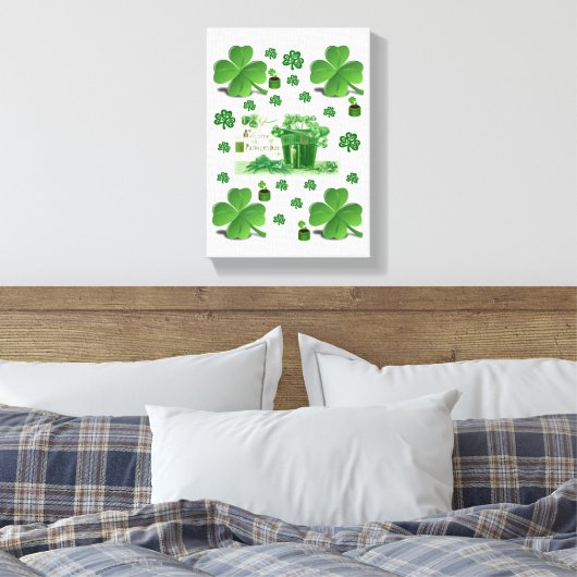 Stretched Canvas Print St. Patrick's Day Leinwanddruck (Insitu (Schlafzimmer))