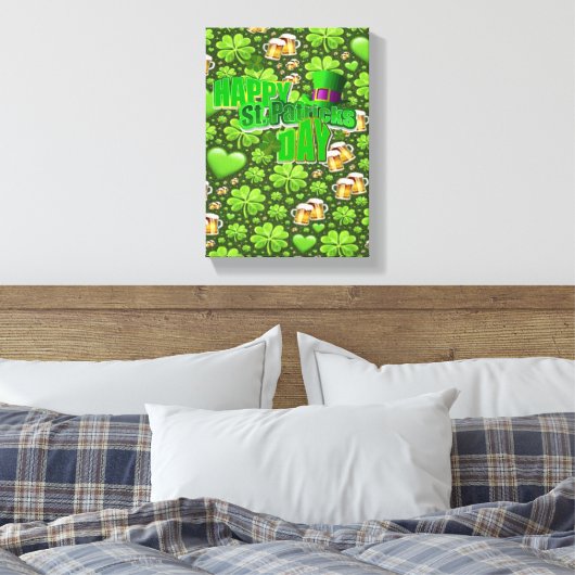 Stretched Canvas Print St. Patrick's Day Leinwanddruck (Insitu (Schlafzimmer))