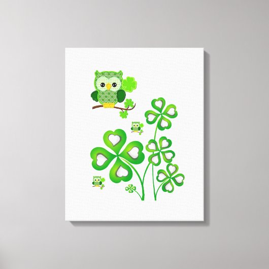 Stretched Canvas Print St. Patrick's Day Owl Leinwanddruck (Vorderseite)