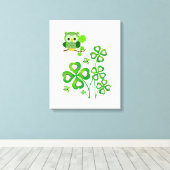 Stretched Canvas Print St. Patrick's Day Owl Leinwanddruck (Insitu (Holzboden))