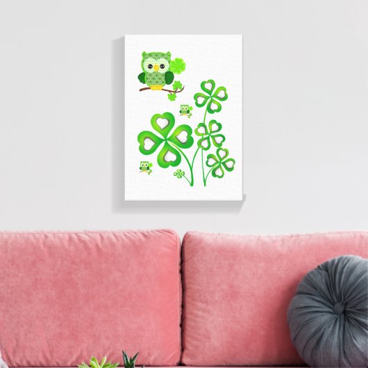Stretched Canvas Print St. Patrick's Day Owl Leinwanddruck (Insitu (Wohnzimmer))
