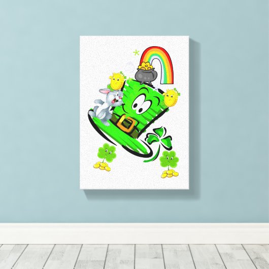 Stretched Canvas Print St. Patrick's Day Rabbit Leinwanddruck (Insitu (Holzboden))