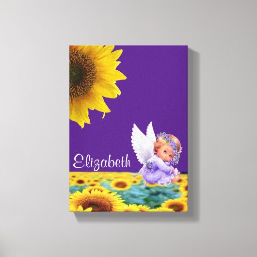 Stretched Canvas Print Sunflower Angel Lila Leinwanddruck (Vorderseite)