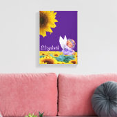 Stretched Canvas Print Sunflower Angel Lila Leinwanddruck (Insitu (Wohnzimmer))