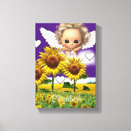 Stretched Canvas Print Sunflower Angel Lila Leinwanddruck (Vorderseite)