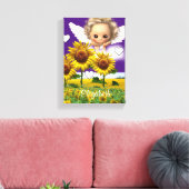 Stretched Canvas Print Sunflower Angel Lila Leinwanddruck (Insitu (Wohnzimmer))