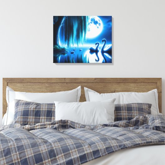 Stretched Canvas Print Swans Leinwanddruck (Insitu (Schlafzimmer))