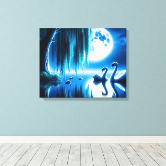 Stretched Canvas Print Swans Leinwanddruck (Insitu (Holzboden))