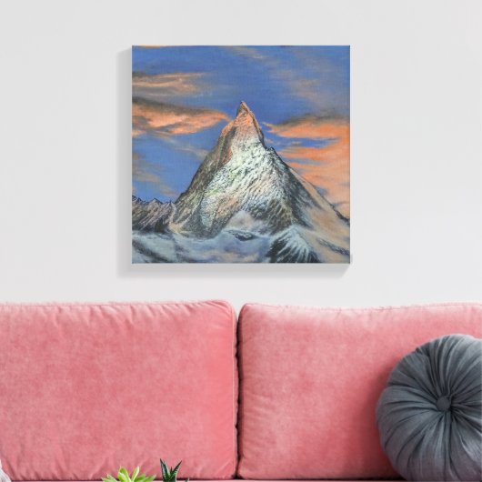 Stretched Canvas Print - The Matterhorn At Sunset Leinwanddruck (Insitu (Wohnzimmer))
