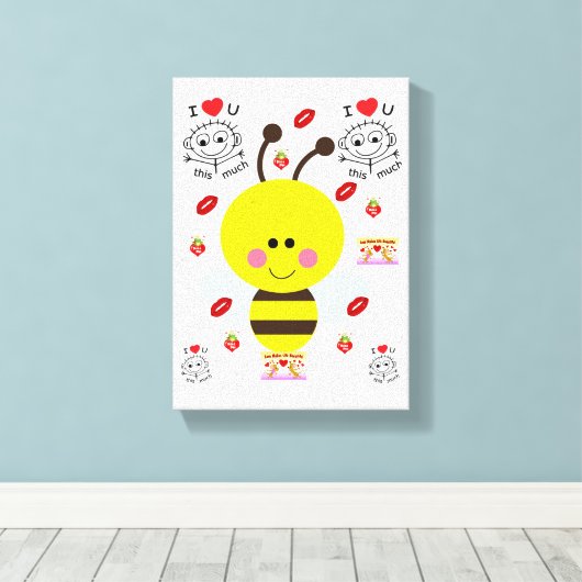 Stretched Canvas Print Valentine's Bumblebee Leinwanddruck (Insitu (Holzboden))