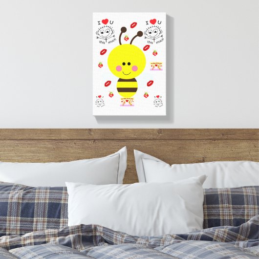 Stretched Canvas Print Valentine's Bumblebee Leinwanddruck (Insitu (Schlafzimmer))