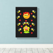 Stretched Canvas Print Valentine's Bumblebee Leinwanddruck (Insitu (Holzboden))