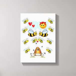 Stretched Canvas Print Valentine's Bumblebee Leinwanddruck