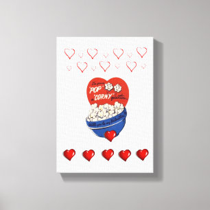 Stretched Canvas Print Valentine's Day Popcorn Leinwanddruck