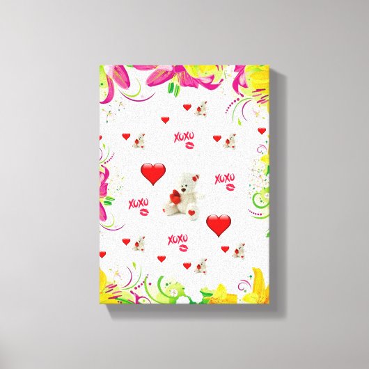 Stretched Canvas Print Valentine's Day Teddy Bären Leinwanddruck (Vorderseite)