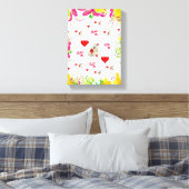 Stretched Canvas Print Valentine's Day Teddy Bären Leinwanddruck (Insitu (Schlafzimmer))