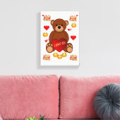 Stretched Canvas Print Valentine's Teddy Bären Leinwanddruck (Insitu (Wohnzimmer))