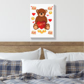 Stretched Canvas Print Valentine's Teddy Bären Leinwanddruck (Insitu (Schlafzimmer))