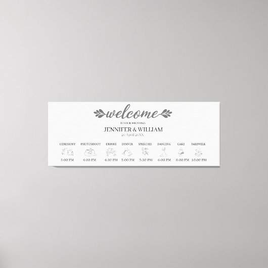 Stretched Canvas Print Wedding Timeline Board Leinwanddruck (Vorderseite)