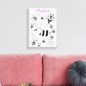 Stretched Canvas Print White Bumblebee Leinwanddruck (Insitu (Wohnzimmer))
