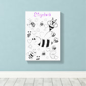 Stretched Canvas Print White Bumblebee Leinwanddruck (Insitu (Holzboden))