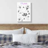 Stretched Canvas Print White Bumblebee Leinwanddruck (Insitu (Schlafzimmer))