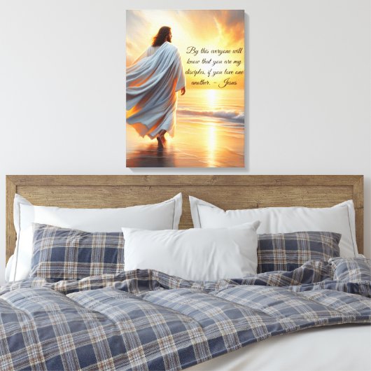 Stretched Canvas Print with Jesus and Quote Leinwanddruck (Insitu (Schlafzimmer))