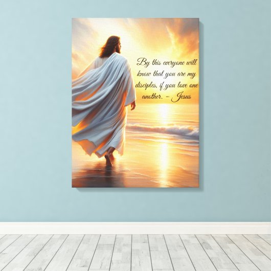 Stretched Canvas Print with Jesus and Quote Leinwanddruck (Insitu (Holzboden))