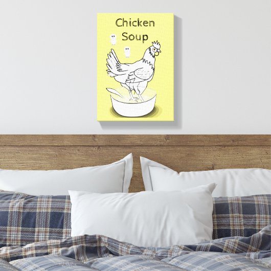 Stretched Canvas Print Yellow Chicken Soup Leinwanddruck (Insitu (Schlafzimmer))