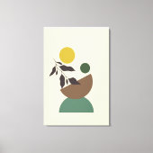 Stretched Large Ferded Boho Modern Wall Art Leinwanddruck (Vorderseite)