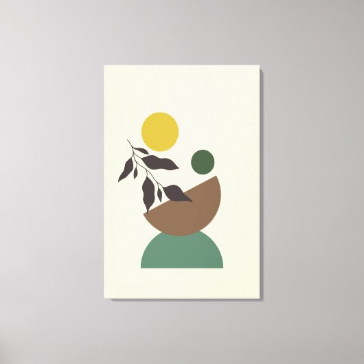 Stretched Large Ferded Boho Modern Wall Art Leinwanddruck (Vorderseite)