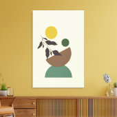 Stretched Large Ferded Boho Modern Wall Art Leinwanddruck (Insitu (Wohnzimmer))