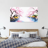 Stretched Leinwand PrintCherry Blossom Serenity (Insitu (Schlafzimmer))